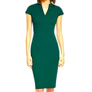 Calvin Klein Cap Sleeve V-Neck Scuba Crepe Sheath Dress